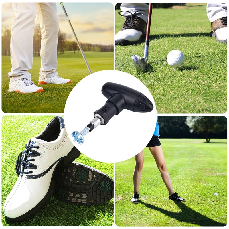Golf Shoe Spike Wrench, Iron & Plastic Handle Universal Ratchet Action Spike Remover Golf Cleat Adjustment Tool for Easy Cleat Replacement