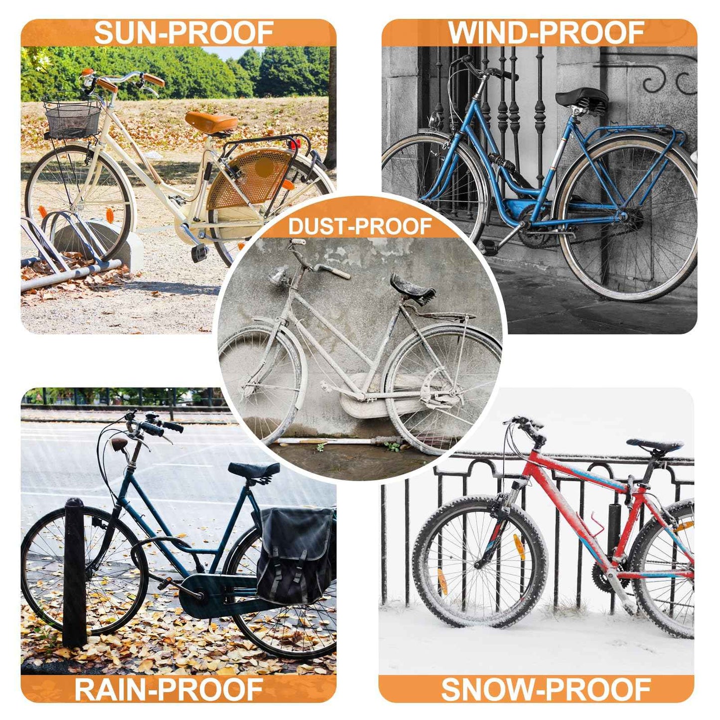 Ebike Cover, 420d Oxford Outdoor Bike Cover, Durable Ripstop Lock Holes & 3 Buckles for Ebike Touring Mountain Bike up to 75 inch (L*W*H: 75" x 31" x 40")