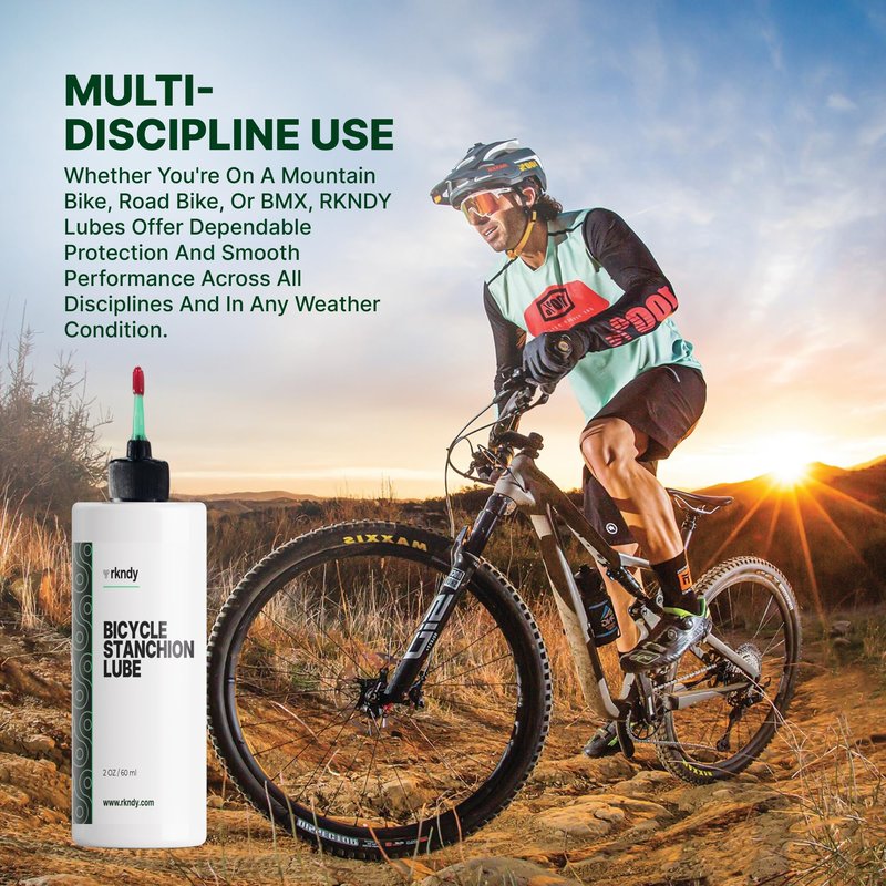 RKNDY Fork Stanchion & Shock Lube - Premium Bicycle/Bike Suspension Lubricant for Eliminating Rust, Dirt, and Contaminants from Seals, Ensuring Smooth Riding and All-Weather, Long-Lasting Protection