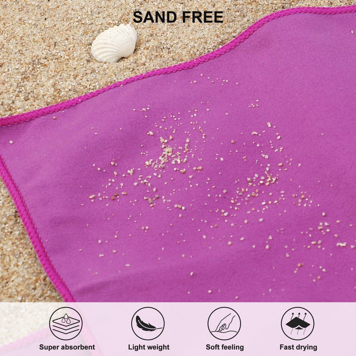 Rainleaf Microfiber Towel, 30 X 60 Inches. Purple (Pack of 2)