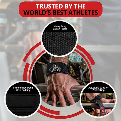 Bear Grips Lifting Straps Gym, Wrist Straps for Weightlifting, Gym Straps, Weightlifting Straps, Deadlift Straps, Weight Lifting Straps for Men, Weight Straps Lifting Women, 2 Lifting Strap Black