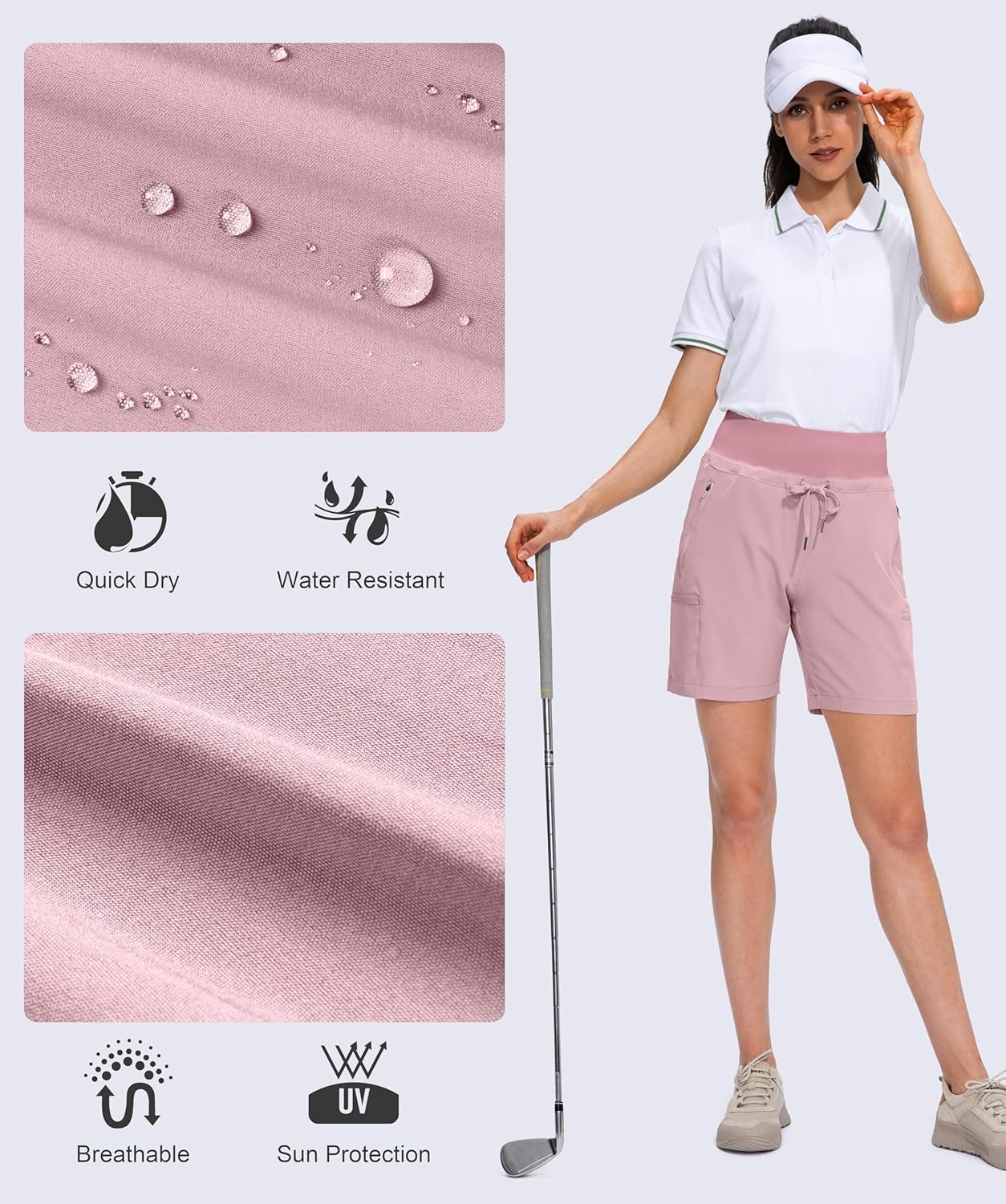 Obla Women's Hiking Cargo Shorts - Quick Dry, High Waisted, 7-Inch Length for Summer Adventures