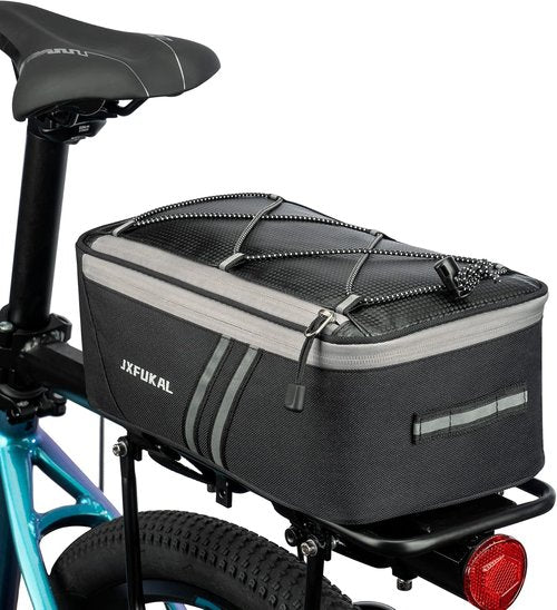 JXFUKAL Waterproof Rear Bike Rack Bag - 7L/9L/10L/12L Capacity | Includes Rain Cover & Reflector