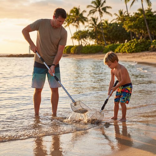 Upgraded 2Pcs Shark Tooth Sifter,Beach Sand Shovel Set,Effortless Angled Design Sand Scoop Shell Scooper for Easy Digging,Reinforced Head,Telescoping Handle for Kids Adults