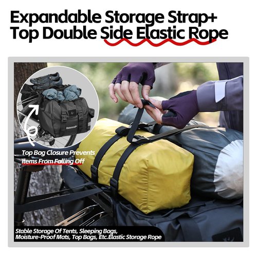 Rhinowalk Bike Pannier Bag for Bicycle Rear Rack Bag 22/40/50L Cycling Saddle Bag Luggage Storage Bag for Long Distance with Rain Cover