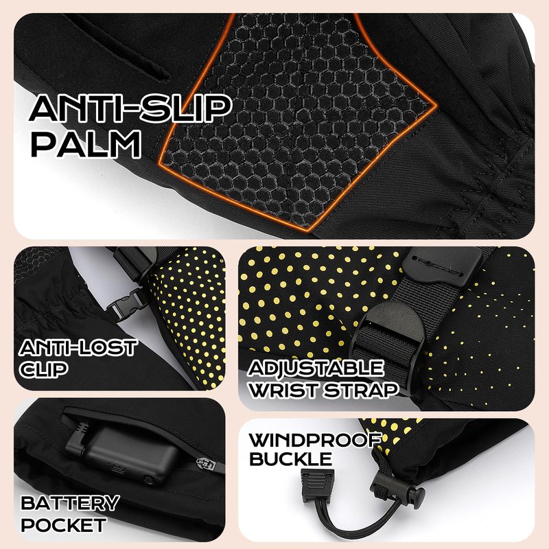 Heated Gloves, 7.4V Rechargeable Heated Gloves for Men Women, Waterproof Electric Heating Ski Gloves with Touchscreen for Winter Motorcycling Skiing Hunting Outdoor Work