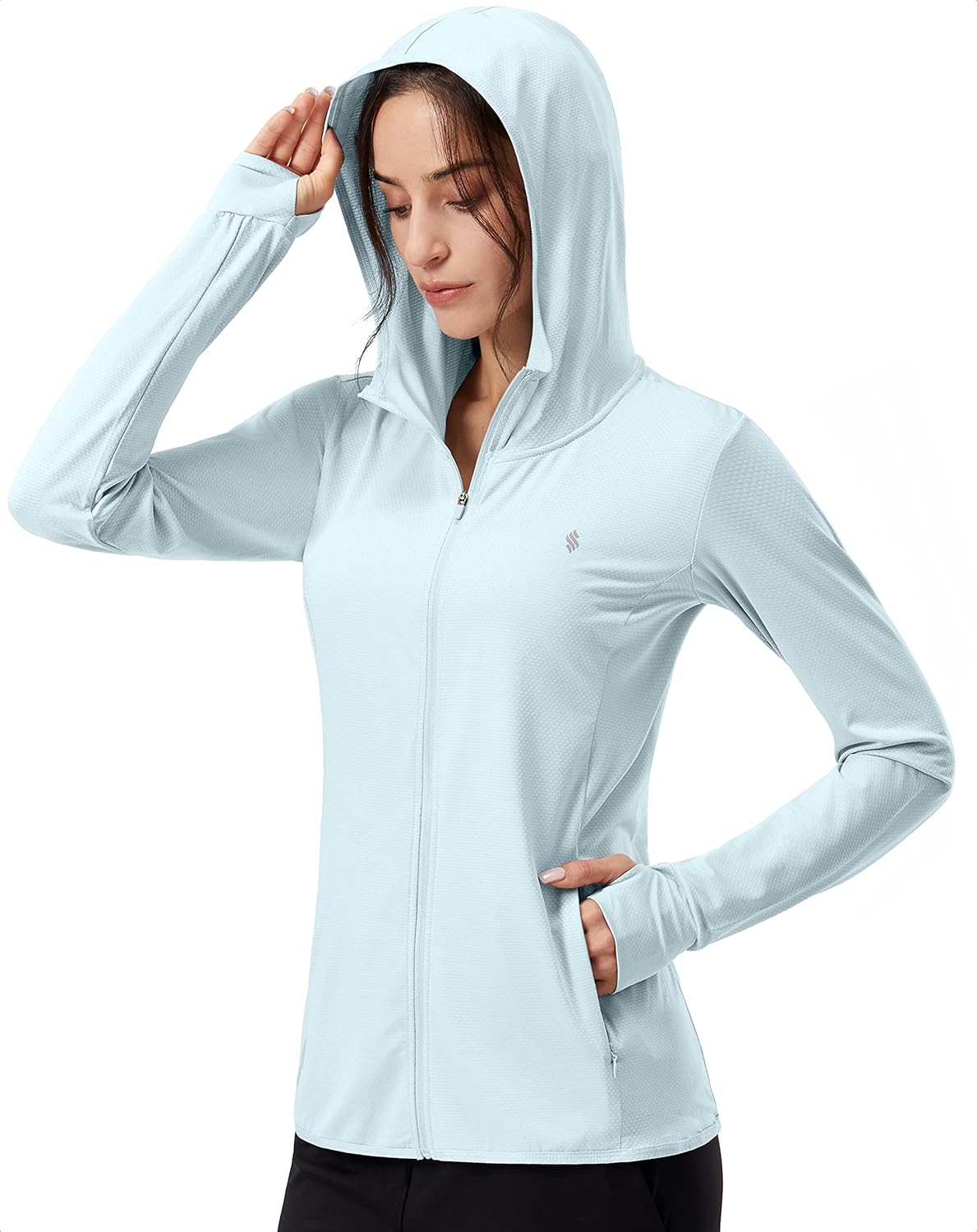 Soothfeel Women's Lightweight UPF 50+ Sun Protection Hoodie Jacket - Long Sleeve with Pocket for Outdoor Activities