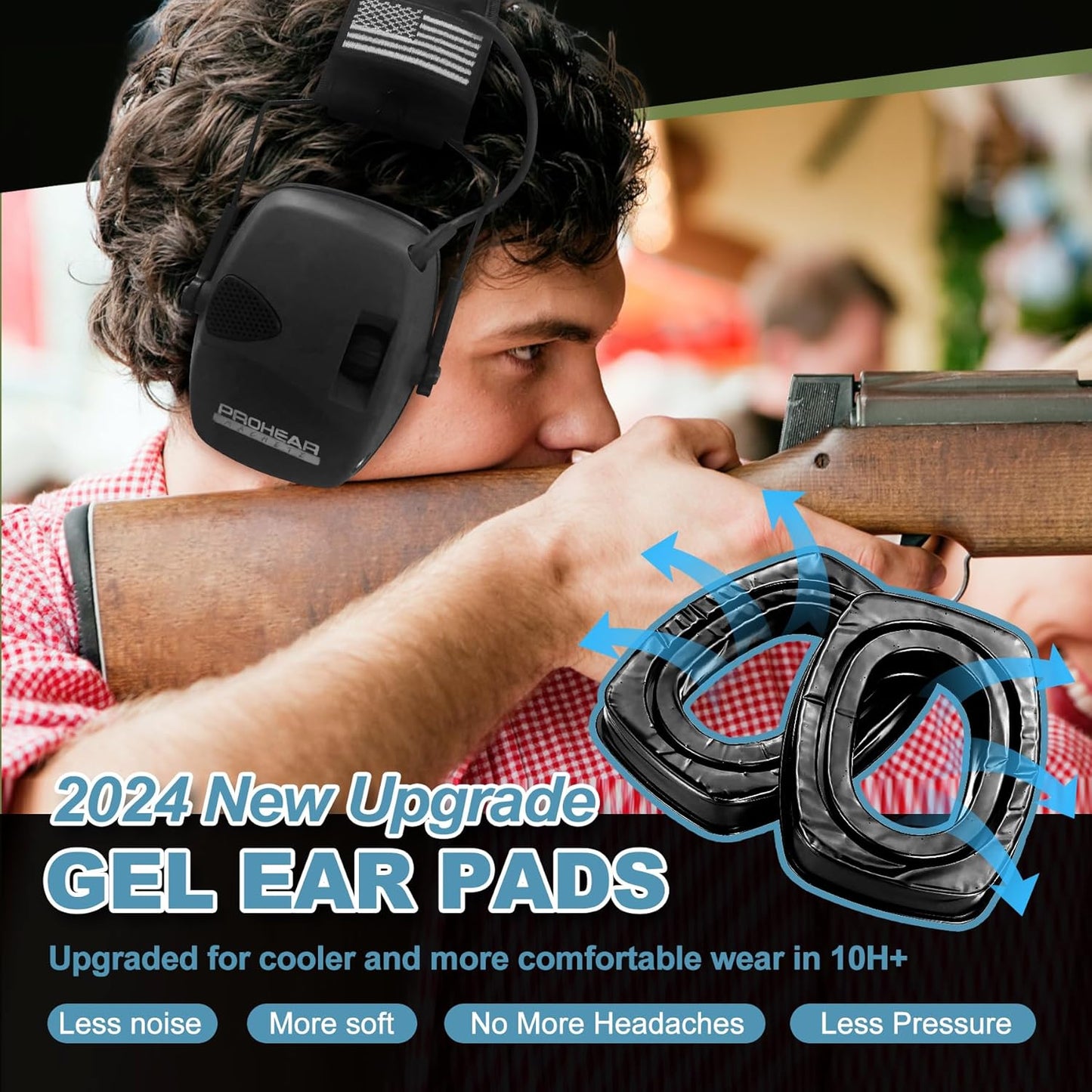 PROHEAR Electronic Ear Protection Muffs - 4X Sound Amplification & NRR 23dB Noise Reduction | Black