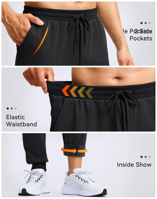 Soothfeel Men's Fleece Joggers Cotton Sweatpants with Deep Pockets Loose Athletic Running Gym Workout Winter Warm Pants, Black L