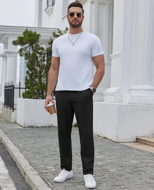 Lion Nardo Men's Casual Golf Pants - Lightweight Quick-Dry Elastic Waist with Pockets | Relaxed Fit