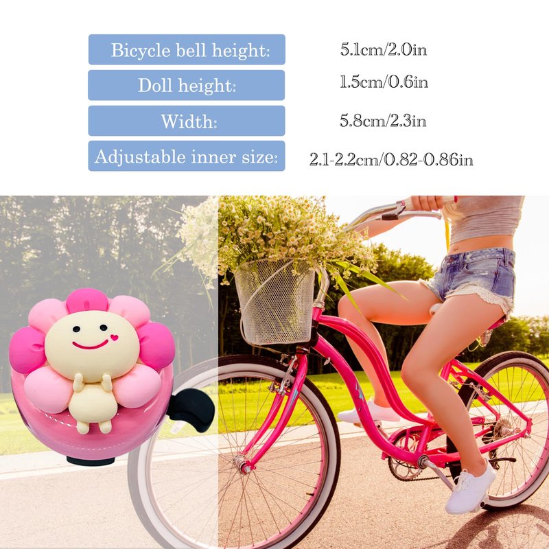 Collyon Bicycle Bell for Girls,Bike Accessory,Pink Flower Fairy Sprite Aluminum Bicycle Bell Children's
