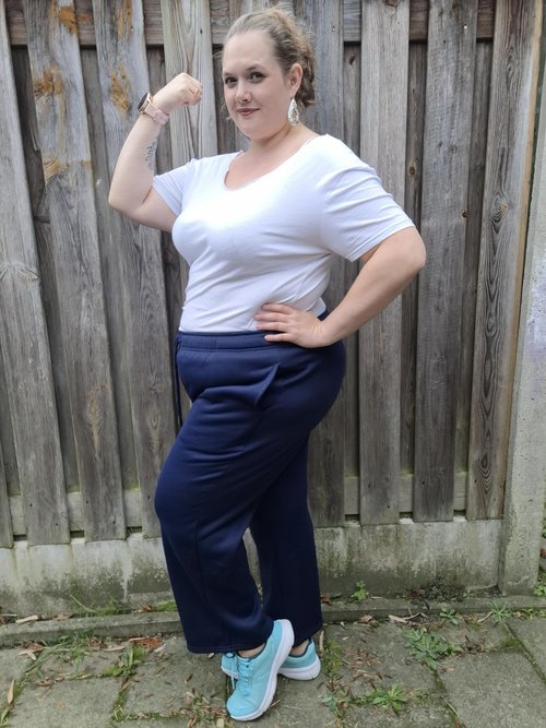 COOTRY Womens Plus Size Sweatpants Fleece Lined Wide Leg Baggy Lounge Athletic Sweat Pants 2025 Winter Fall Fashion Navy 3XL