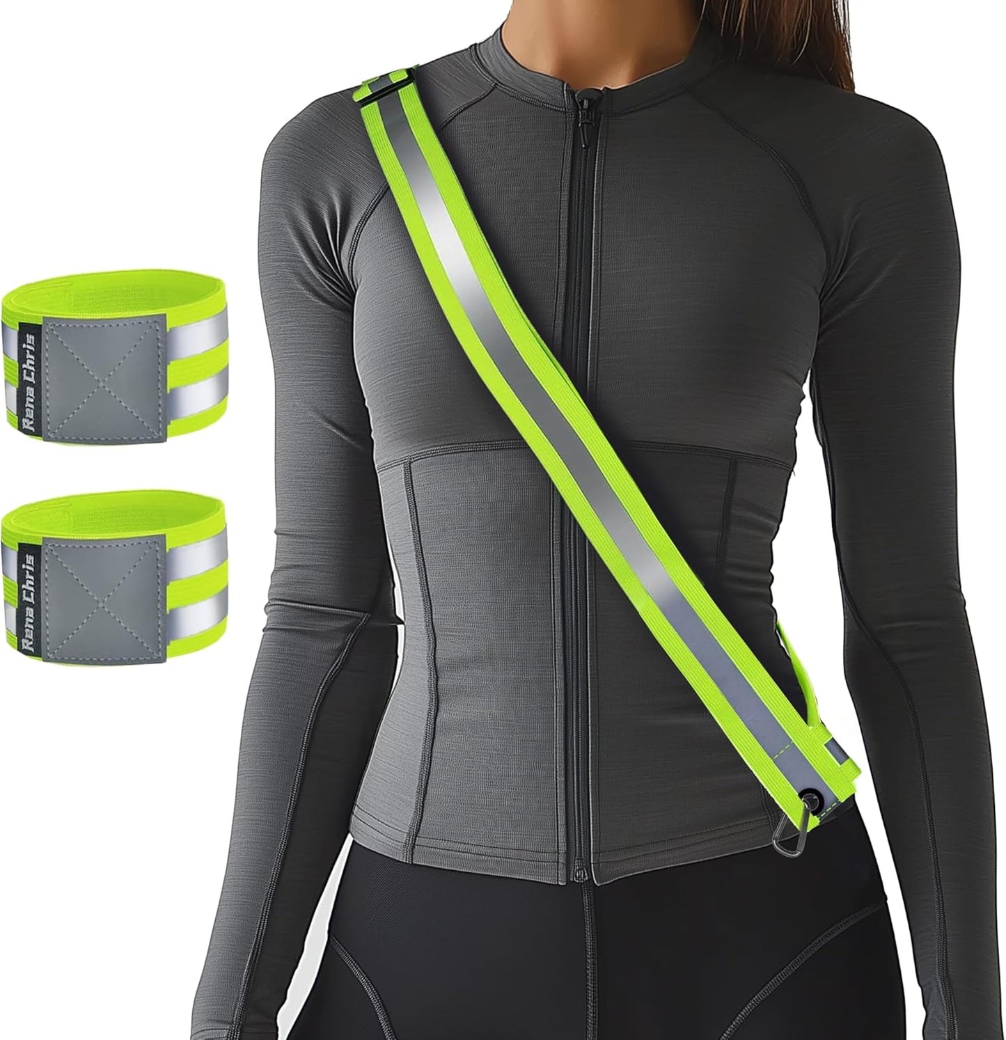 Rena Chris Reflective Running Gear - High Visibility Safety Sash & Belt for Night Jogging | Women's Dog Walking Gear