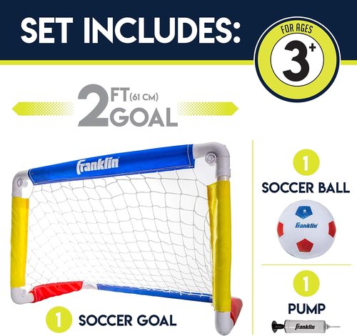 Franklin Sports Kids Soccer Goal Set - Includes Ball & Pump | 24" x 16" Size