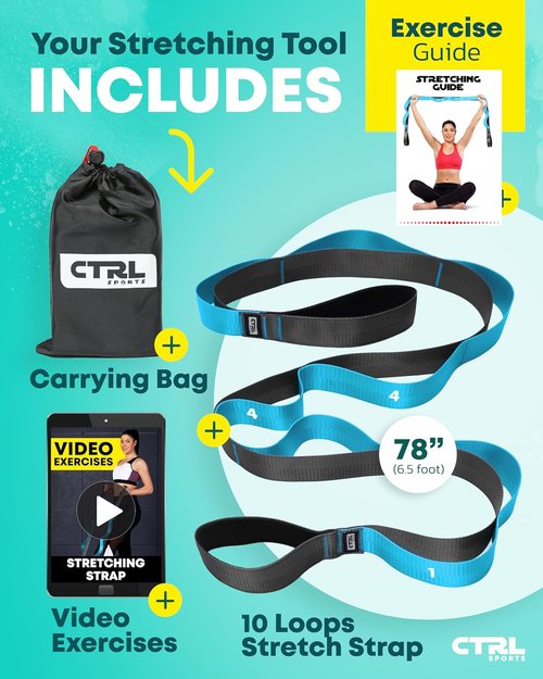 Fascia Stretching Strap by [Brand Name] - Non-Elastic Yoga & Physical Therapy Band | Enhance Flexibility & Mobility