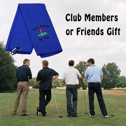 Dad Golf Towel Embroidered Golf Towel Gift Golf Father Gift Best Papa/Pops/Grampy/Papaw/Opa/Poppy by Par Golf Towel with Clip (Best Poppy-BK)