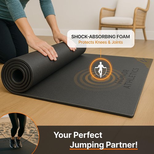 Honor Athletics Premium Jump Rope Mat – 1/4" Thick High-Density Rubber | Non-Slip Surface for Indoor/Outdoor Use | Durable & Odor-Free Skipping Mat, Standard – 36" x 48"