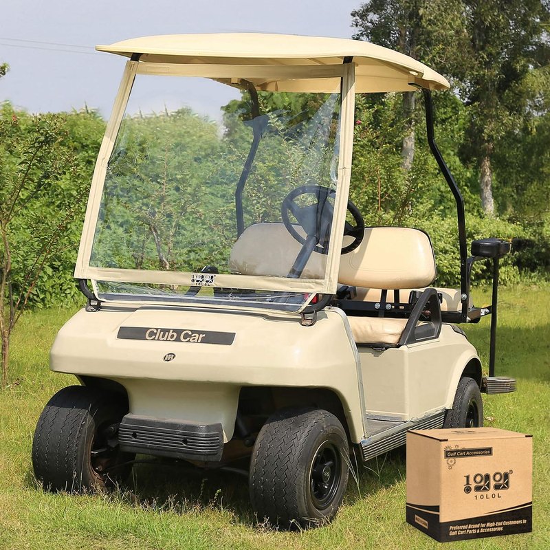 10L0L Golf Cart Windshield Fits Club Car DS/Tempo/Precedent Soft PVC Lightweight Foldable Windproof Waterproof