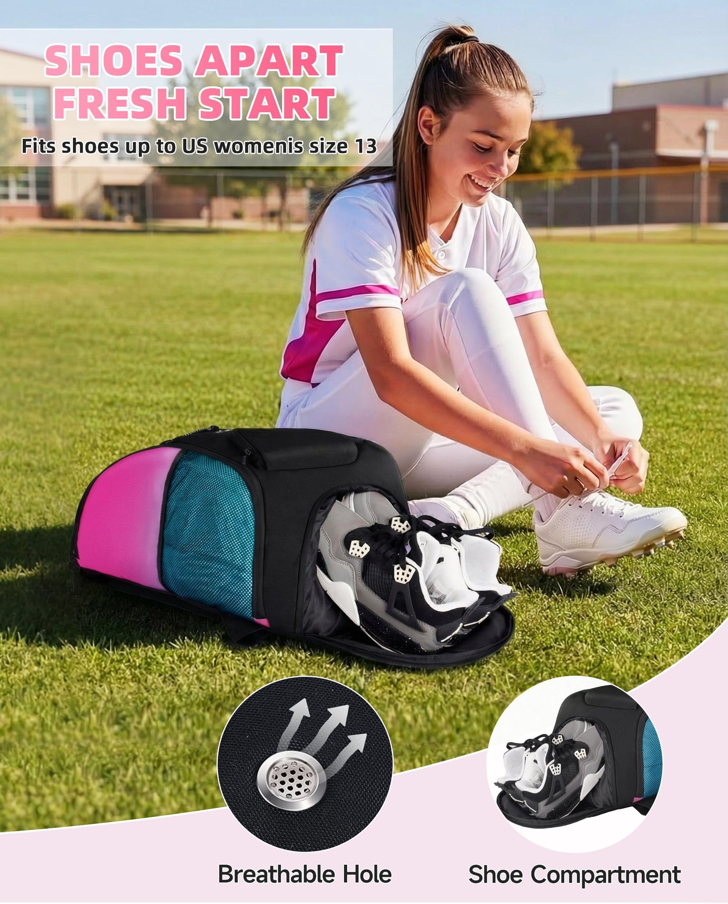 FEILOONG Gym Backpack for Women with Shoe Compartment, 45L Waterproof Sports Travel Backpack with Wet Pocket for Women Men, Durable Bag for Outdoor, Gym & Workout
