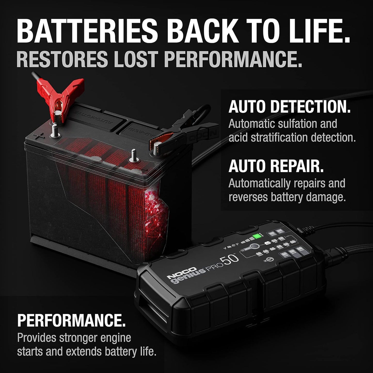NOCO GENIUSPRO50 Smart Battery Charger | 50A 6V/12V/24V with Overcharge Protection & Thermal Compensation