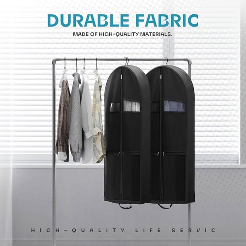 Lazebox 43" Travel Garment Bag - Heavy Duty Suit Bag for Suits, Tuxedos & Dresses | Black, 1 Pack