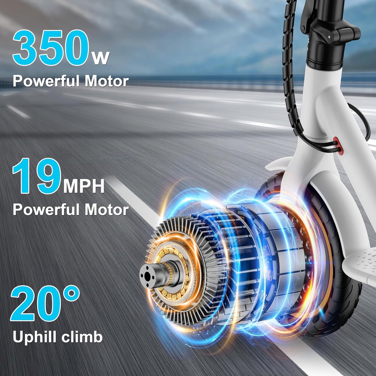 Qlaway 8.5" E-Scooter for Adults - 19/22 MPH Speed, 350/500W Motor, 22 Miles Range, Foldable Design