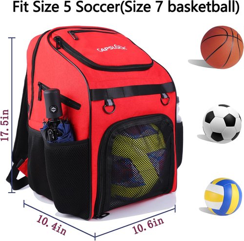 CapsLock Youth Soccer Bag - Versatile Backpack for Soccer, Basketball & Volleyball | Separate Cleat Compartment & Fence Hook