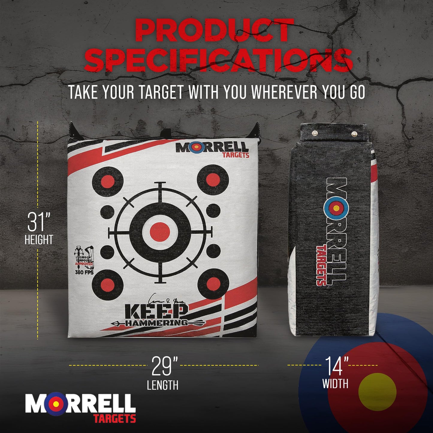 Morrell Outdoor Keep Hammering 54 Pound Adult Field Point Archery Bag Target and HME Products Bowhunting 30 Inch Practice Shooting Bag Target Stand