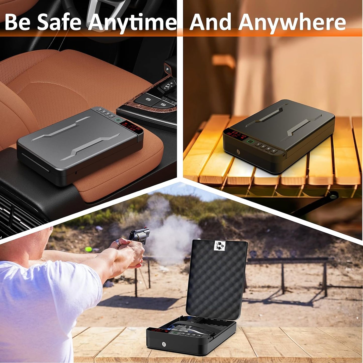 Z ZLJUAN Portable Gun Pistol Safe - Biometric Fingerprint & Keypad Lock | LCD Display, Black