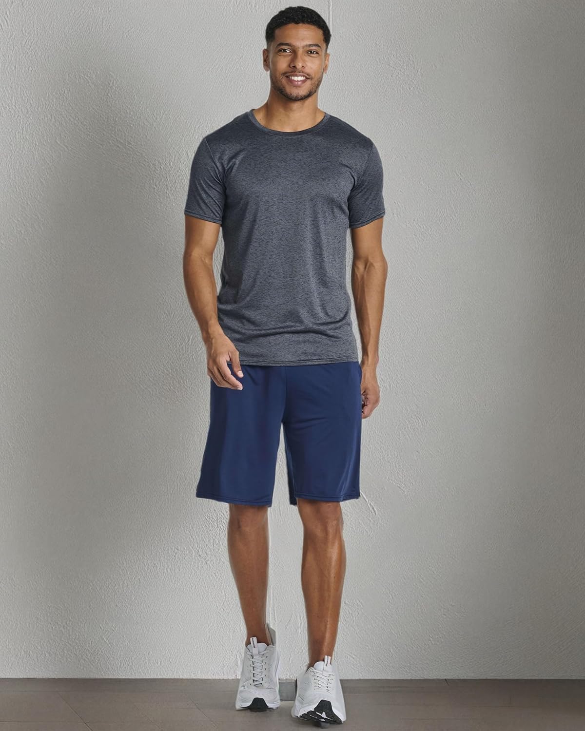 Real Essentials Men's Dry-Fit Short Sleeve Crew Neck T-Shirts - 5 Pack for Gym & Fitness Activities