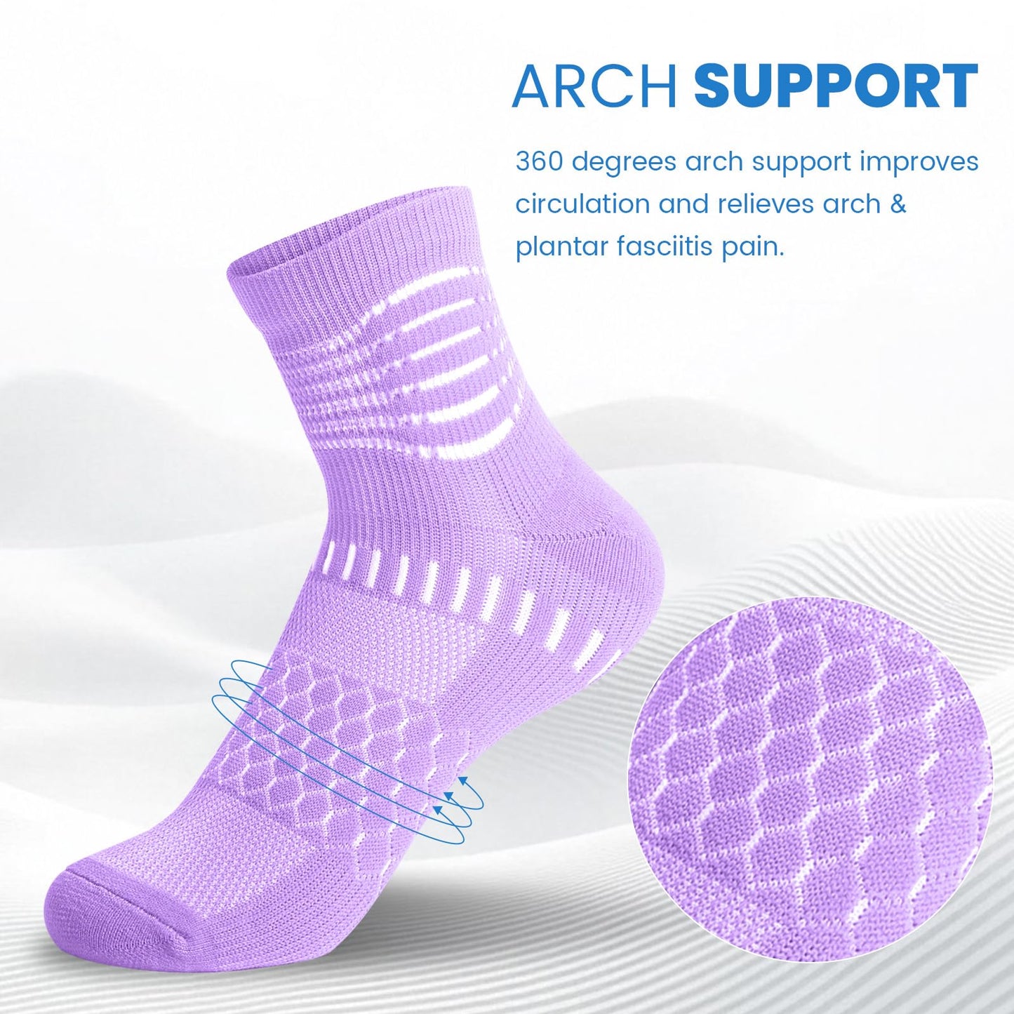 IRAMY Compression Socks for Women Men Cushioned Athletic Running Socks with Ankle Support Plantar Fasciitis Relief 5 Pairs