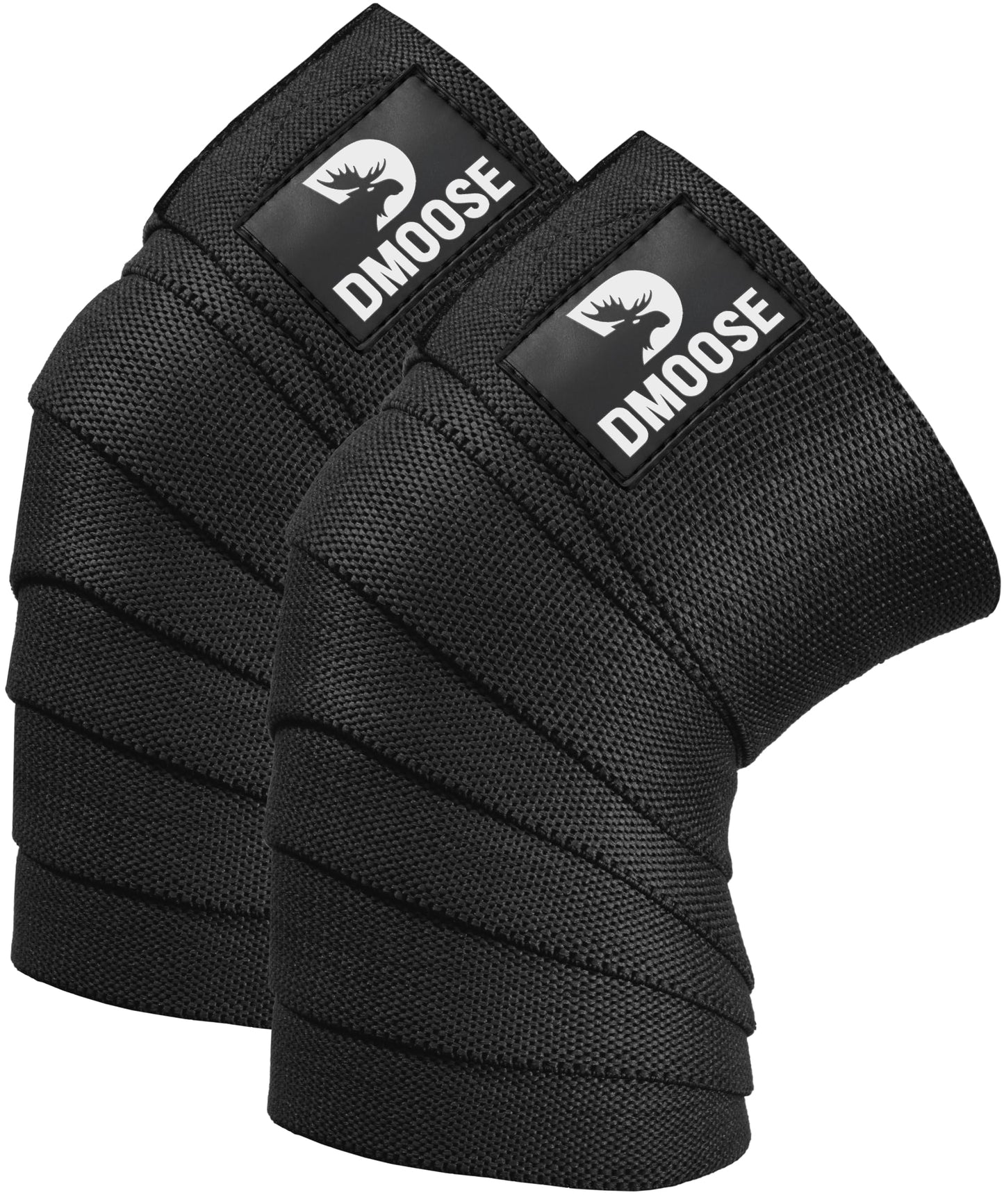 DMoose Fitness Knee Sleeves for Weightlifting (Pair) 78" Knee Wraps for Squats, Powerlifting & Joint Stability