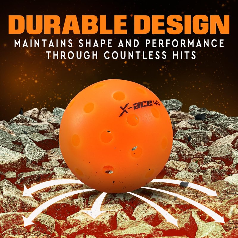 AMA SPORT Outdoor Pickleball Balls 40 Holes Durable Pickle Balls High Visibility and Bounce Practice Pickle Ball for All Style Pickleball Paddles & All Court (Orange 12 Pack)