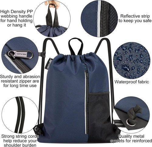 HOLYLUCK Drawstring Backpack - Versatile Gym Bag for Men & Women | Ideal for Beach & Sports