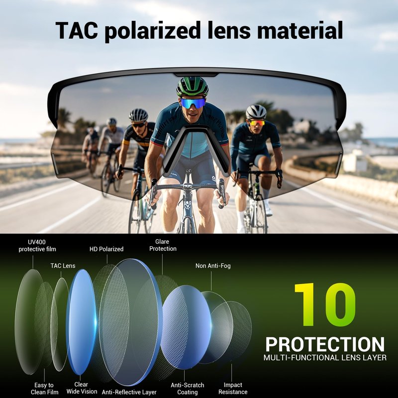 Blackview Bluetooth Sunglasses, UV400Protection, Bult in Mic & Speakers, Voice Assistant Compatible, 5.4 Bluetooth, Polarized Lens for Outdoor Activities