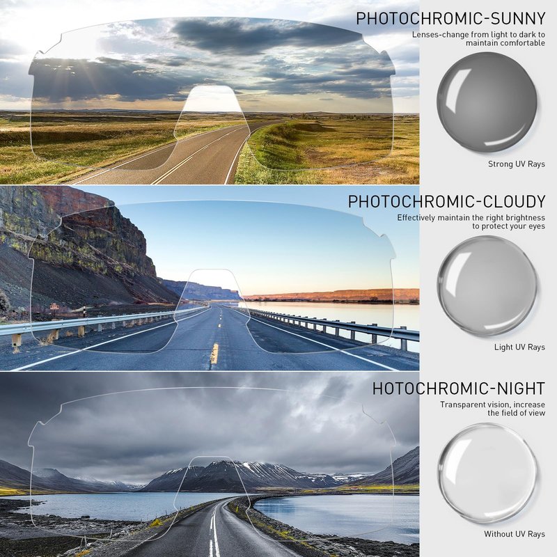 SCVCN Photochromic Cycling Glasses Frameless Sports sunglasses for Men Women - Ideal For Baseball, Bike, Golf, Fishing, Running