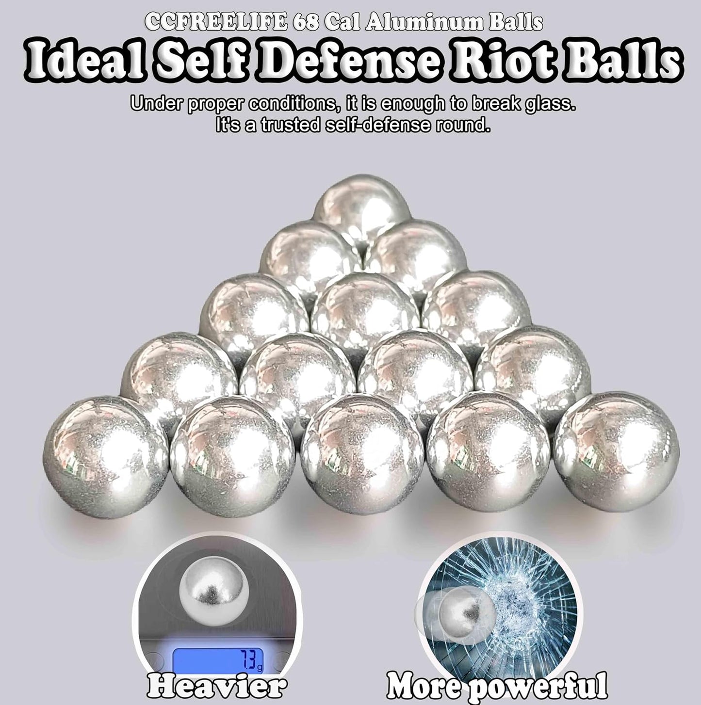 Regine Switzerland .68 Cal Self Defense Aluminum Balls - Max Power for Training & Target Practice (7.3 Grams)