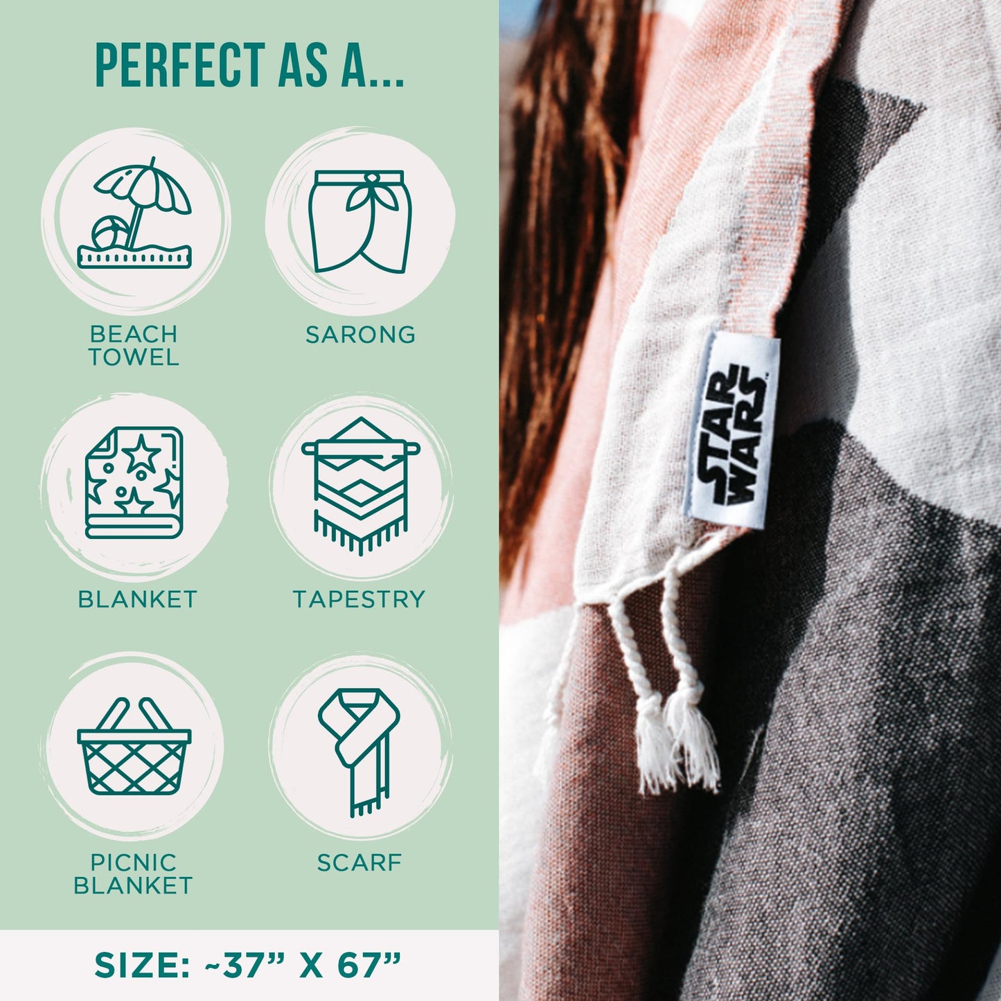Sand Cloud Turkish Beach Towel - Sand Resistant - 100% Certified Organic Turkish Cotton Yarn - Quick Dry Towel for Beach, Picnic, Blanket or Bath - As Seen on Shark Tank