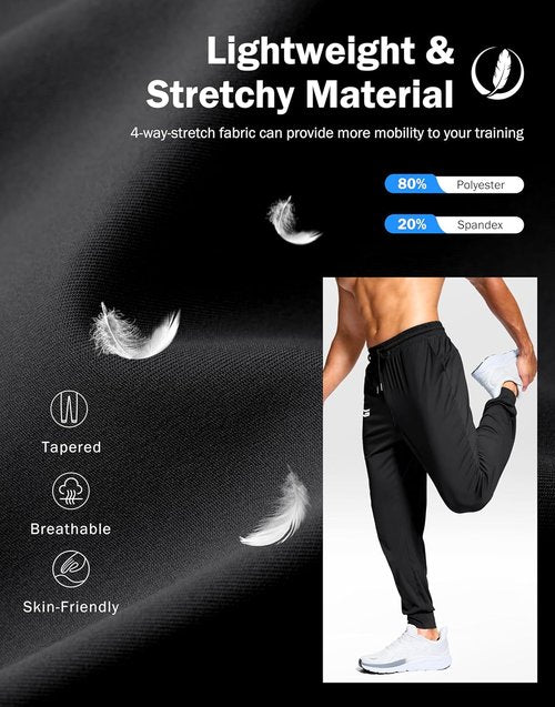 G Gradual Men's Joggers - Lightweight Athletic Workout Pants with Pockets | Stretch Track Sweatpants for Gym