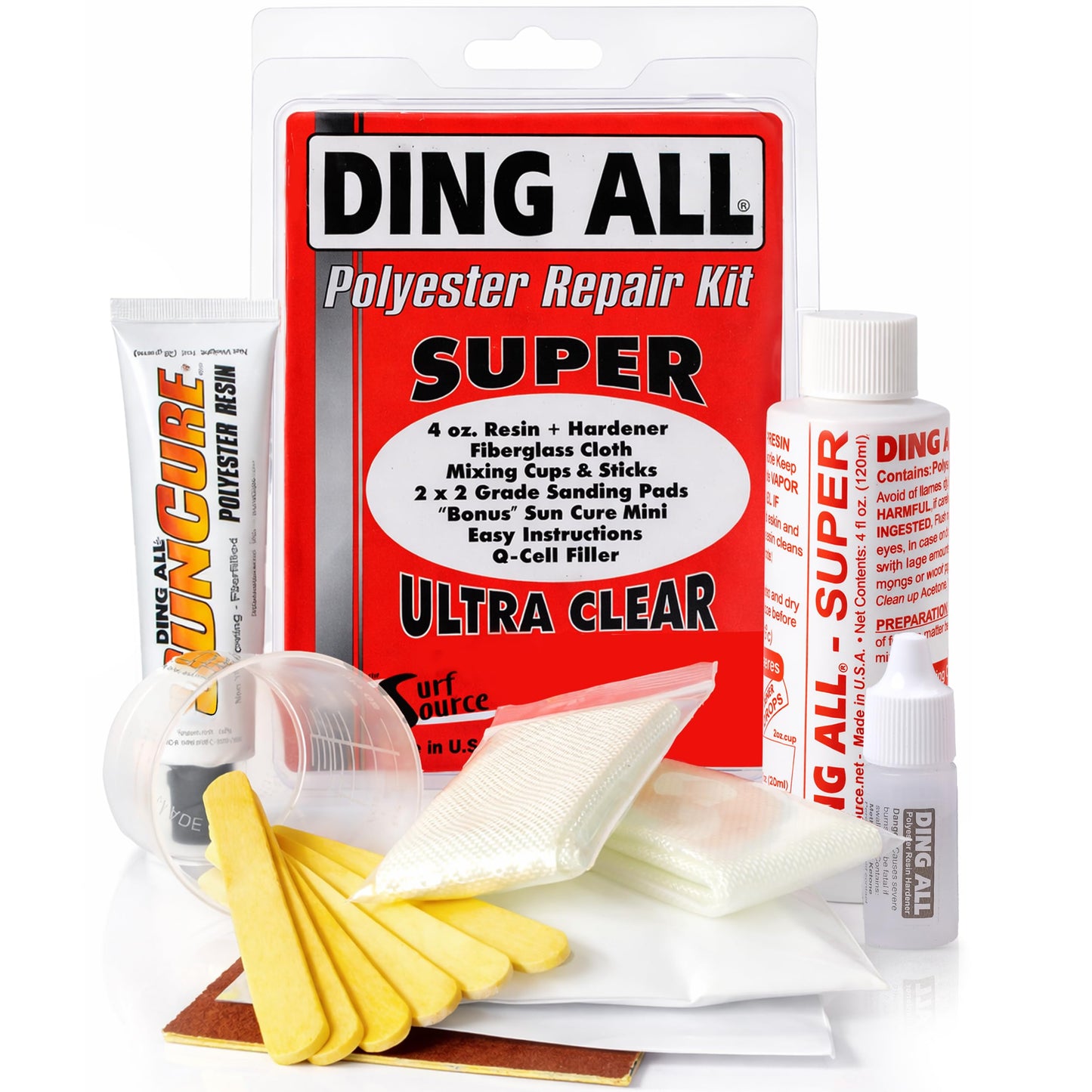 4 Oz All Super - Epoxy Polyester Resin for Surfboard Fiberglass Repair Kit