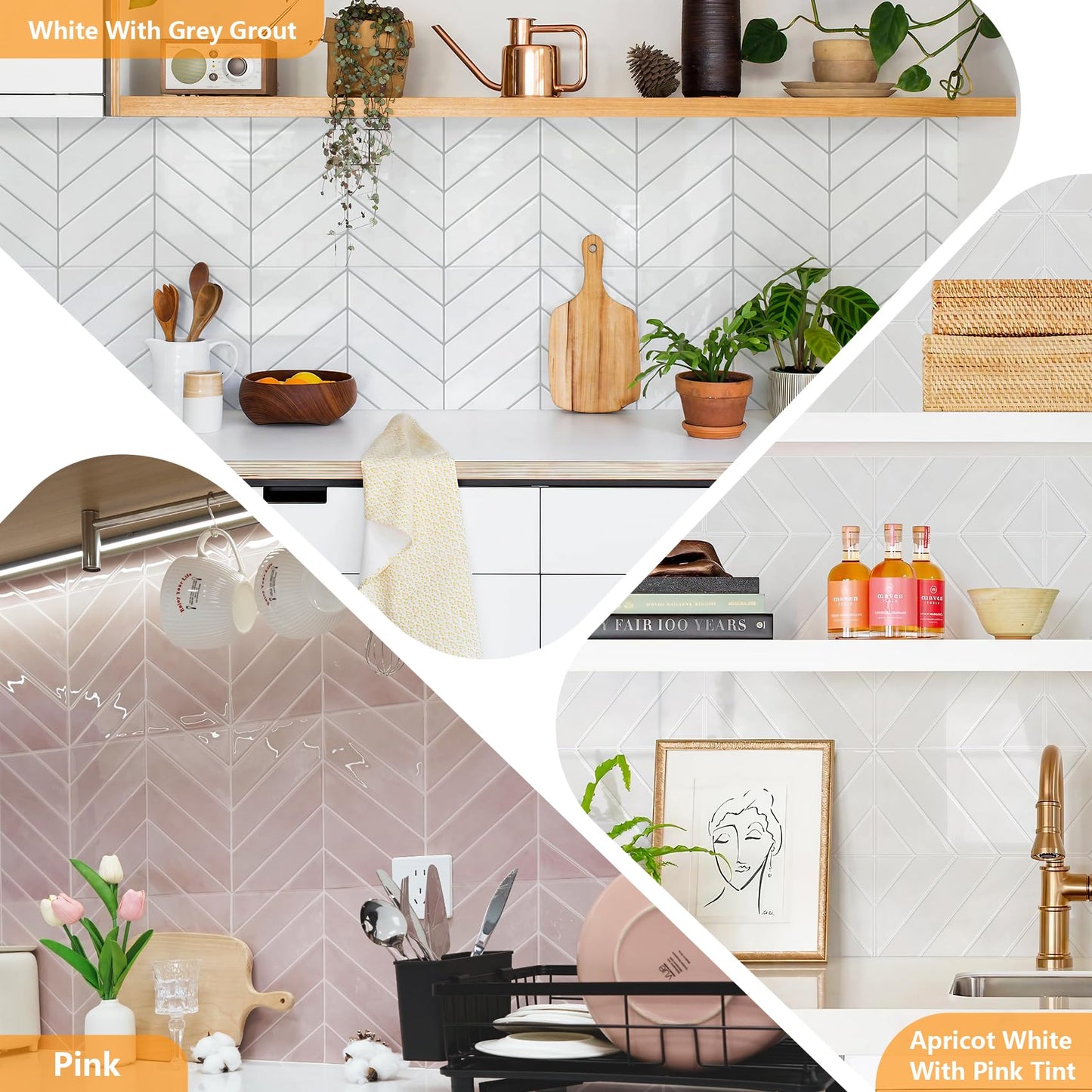 STICKGOO Sample Kit Thicker Herringbone Peel and Stick Backsplash, 6.3”×4.9” Stick on Wall Tiles, Self Adhesive Tile Sticker for Kitchen Backsplash and Bathroom