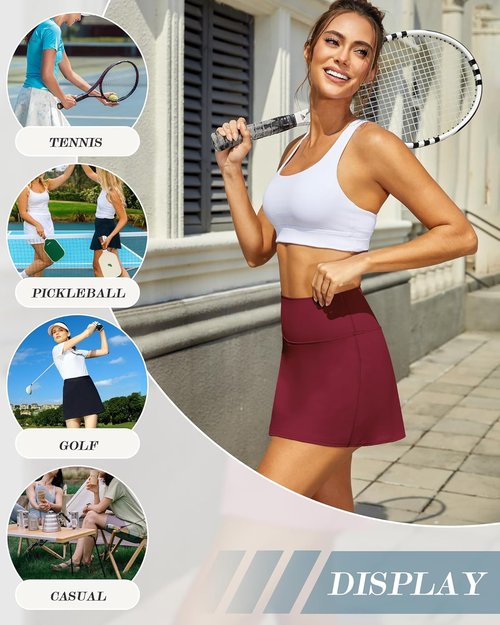 DLOODA Women's Tennis Skort - High Waisted Athletic Skirt with Pocket | Perfect for Summer Workouts