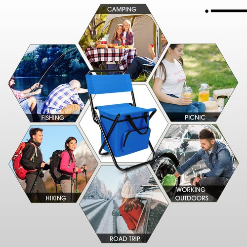 Jerify 2 Pcs Fishing Chair with Cooler Bag Multi-Function Foldable Compact Fishing Stool Hunting Chair Portable Backrest Stool with Folding Backpack for Finishing Camping Hunting Travel(Camo Color)