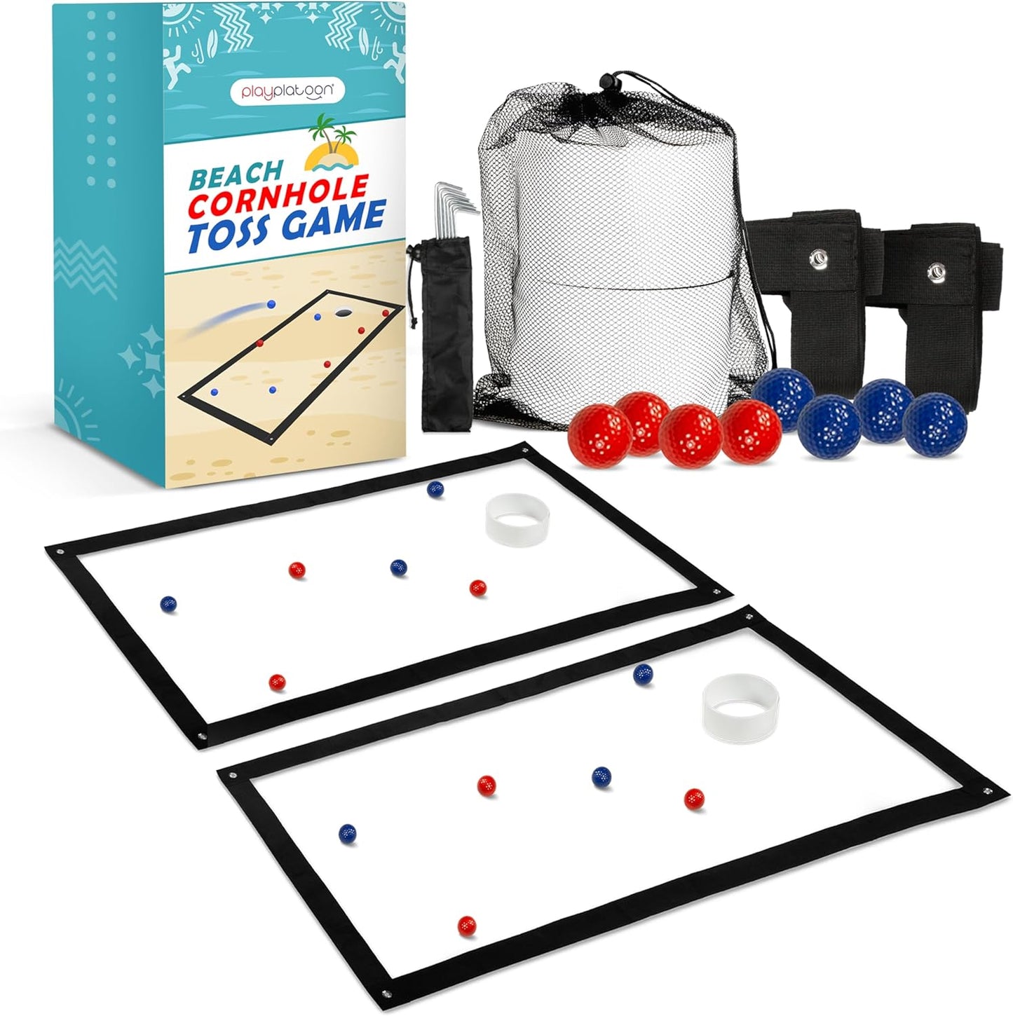 Play Platoon Beach Cornhole Toss Game - Fun for Adults & Kids | Includes Boards & Accessories for 2-4 Players
