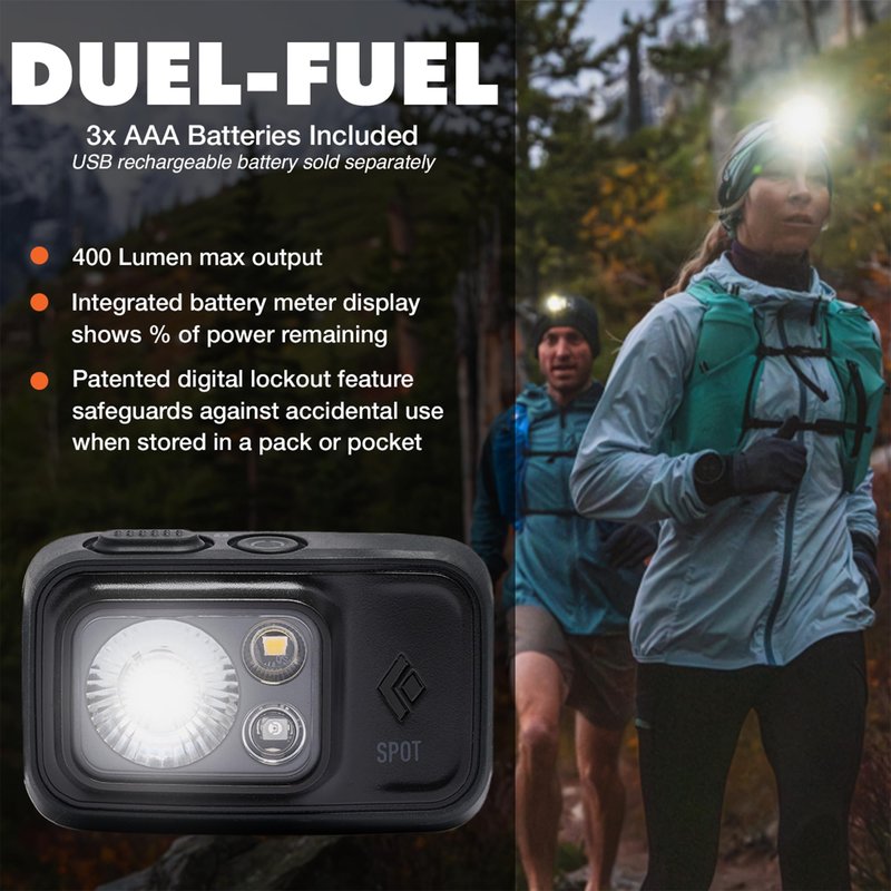 BLACK DIAMOND Spot 400 Headlamp | 400 Lumens Brightness, Dimmable | Waterproof & Durable | 3X AAA Battery Operated (Included) | Ops Black