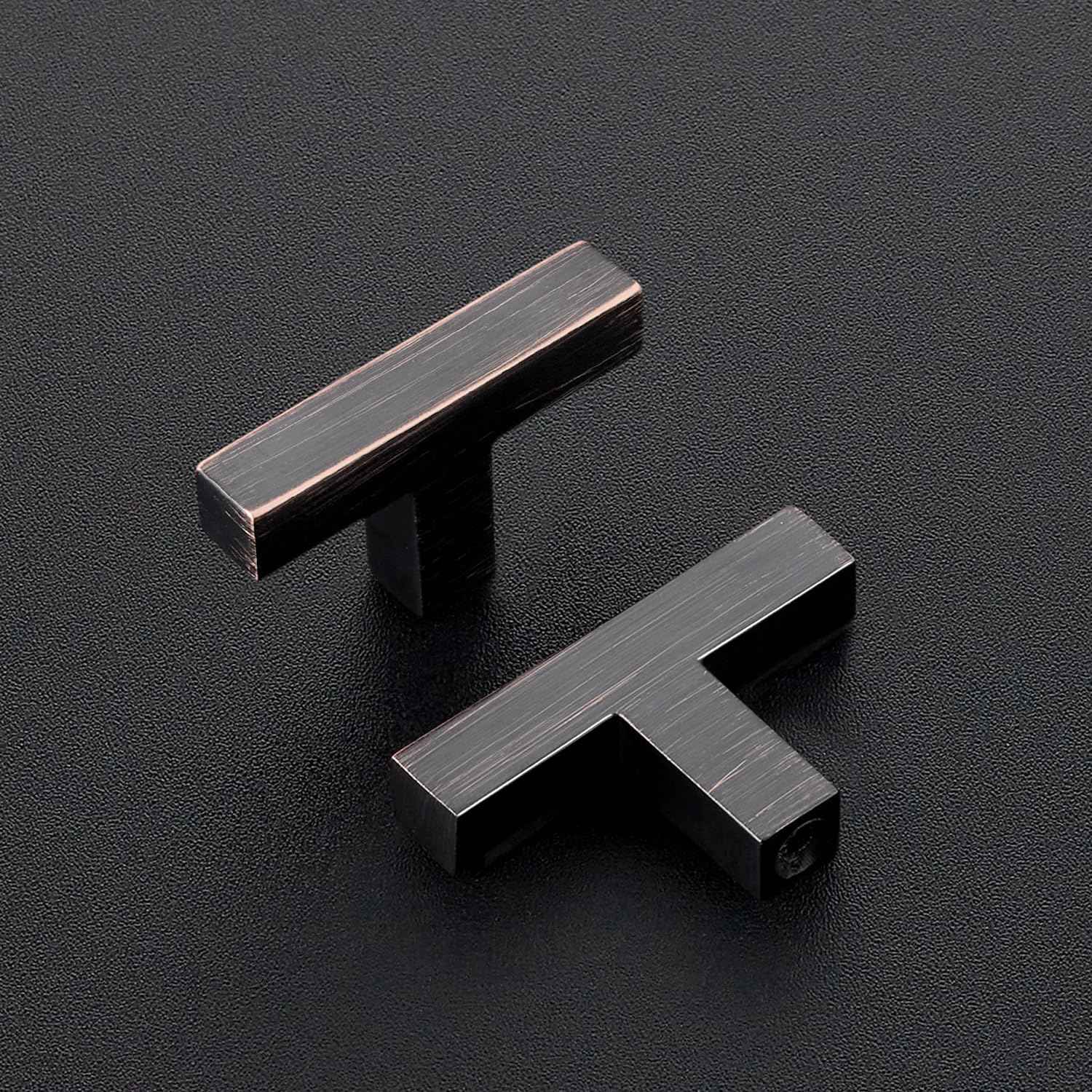 Ravinte 10 Pack Solid Single Hole Slim Square Bar Drawer Handles Cabinet Hardware - Oil-Rubbed Bronze Kitchen Pulls