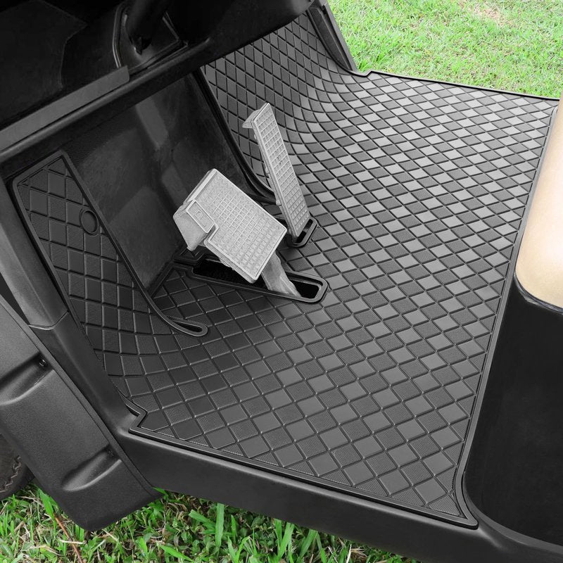 Cartalia Golf Cart Floor Liner Mat 8mm Thick Rubber Full Coverage Fit for Yamaha Drive2 (2017-2025), QuieTech [2017-2025], Adventurer (2017-Up), UMAX Rally 4x4 Non-Slip Mats Replacement - Black Trim