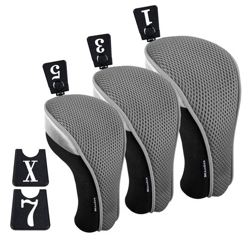 Andux Golf 460cc Driver Fairway Wood Club Head Covers 3pcs/Set Black/Grey