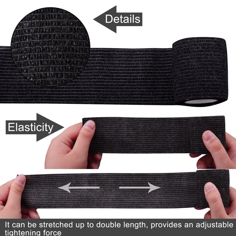 BQTQ 72 Rolls Self Adhesive Bandage 2 Inch Self Adherent Wrap Black Tape Self Stick Bandages Stretch for Wrist Ankle Swelling Sprains