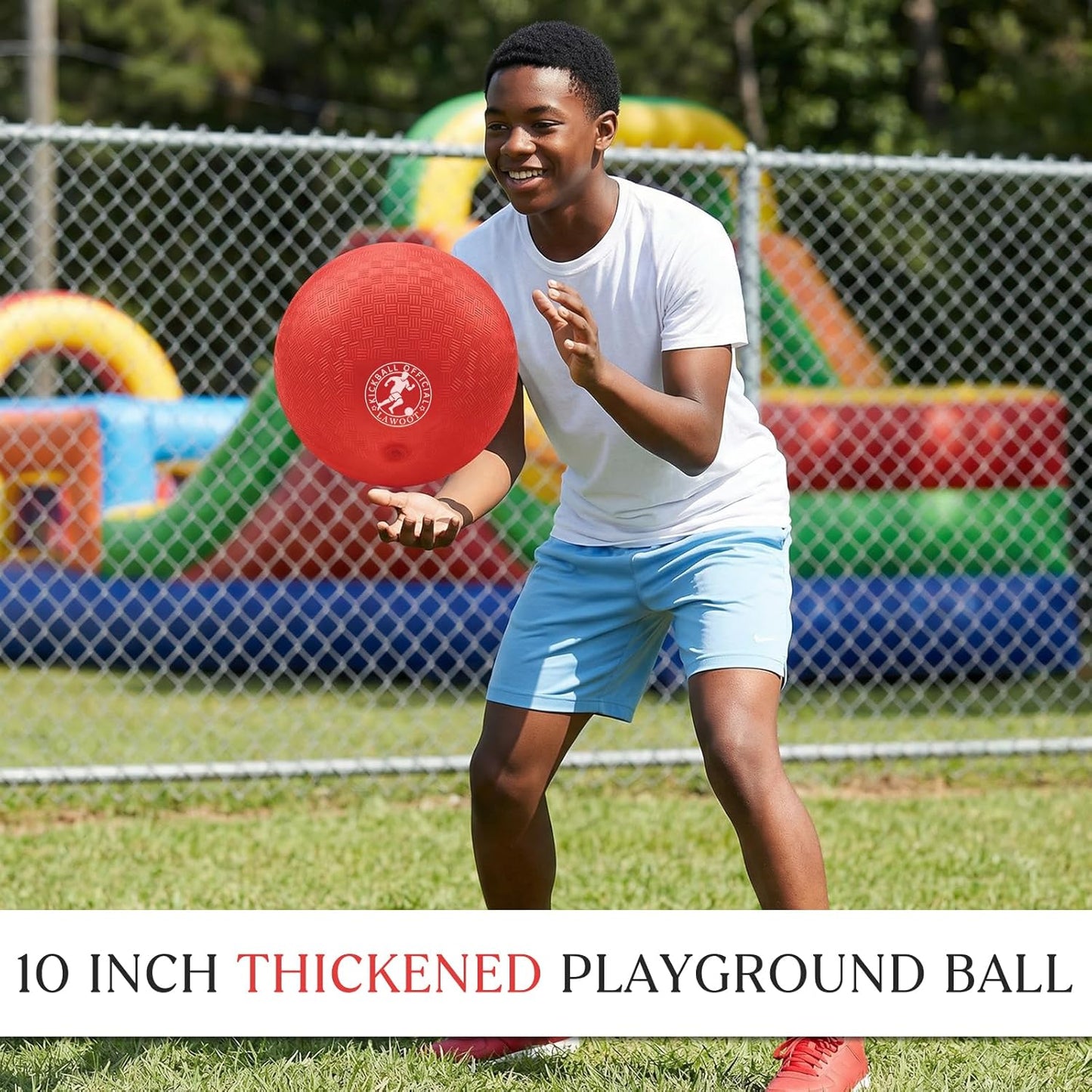 Skiennix 10-Inch Kickball Set - Durable Playground Dodgeballs for Kids | Pack of 3 with Pump